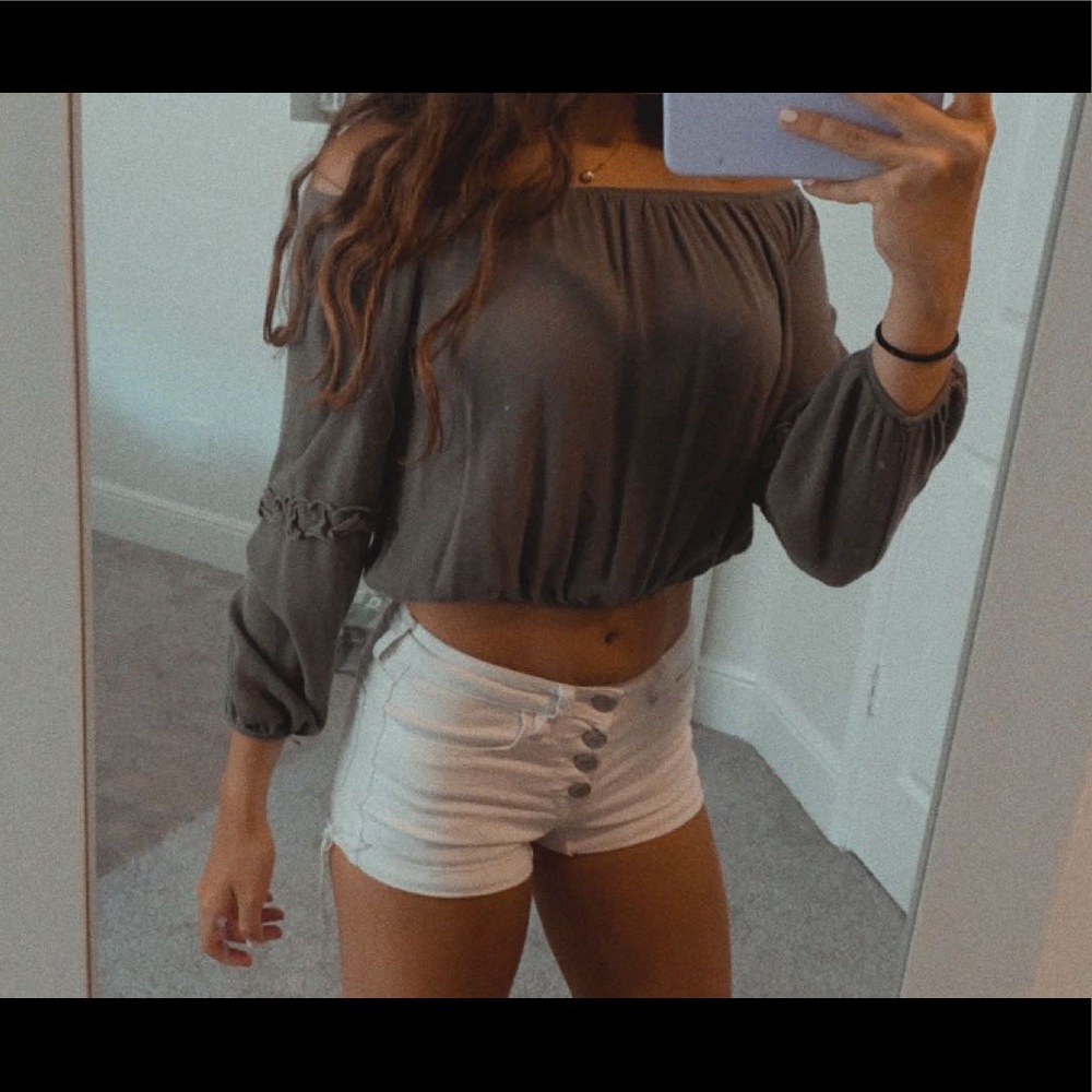 Army Green Off The Shoulder Top